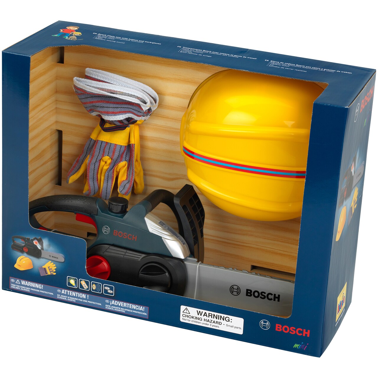 Bosch: Chainsaw Worker Set - 4 Piece Set, Klein, Includes Bosch Chain Saw With Light And Sound + Helmet + Gloves I Kids Pretend Play I Toys For Children Ages 3+